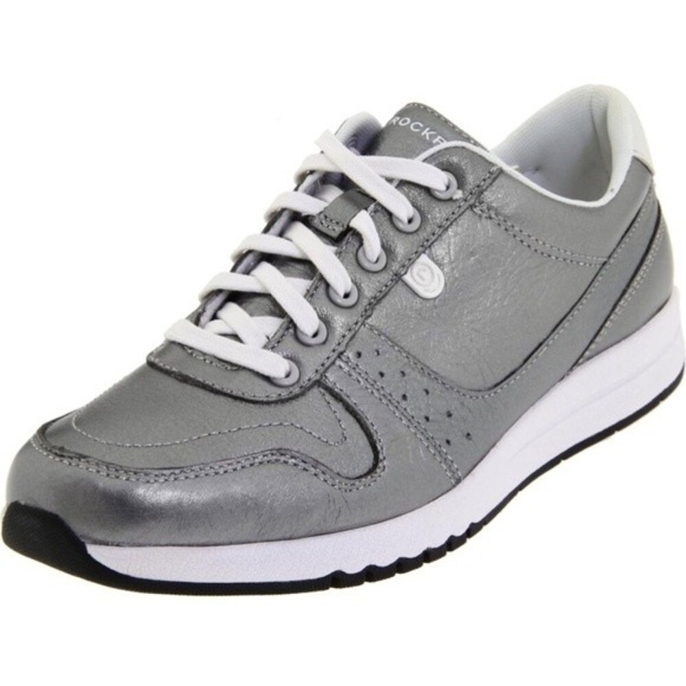 Rockport Women's Silver Metallic Leather Lace-Up Walking Sneaker Size 8.5